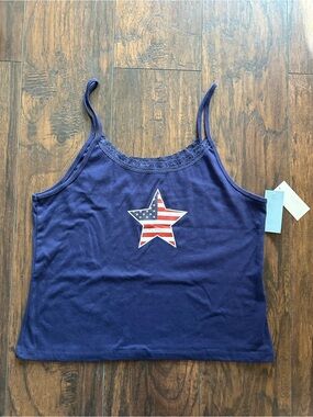 Modern Lux, Women Patriotic Tank Top  Women’s Navy Star-Print Cami Tank Top